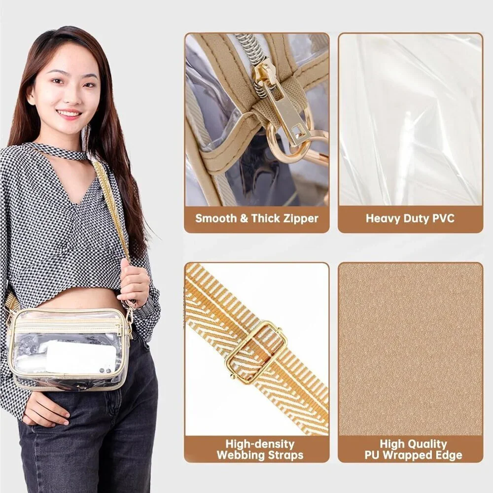 Clear PVC Crossbody Bag Women Men Stadium Approved Concert Festival Sports